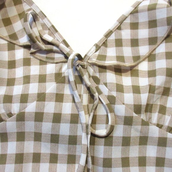 NWT Realisation The Hazel in Tan Gingham Silk Short Mini Tank Dress M $230 - Picture 8 of 14